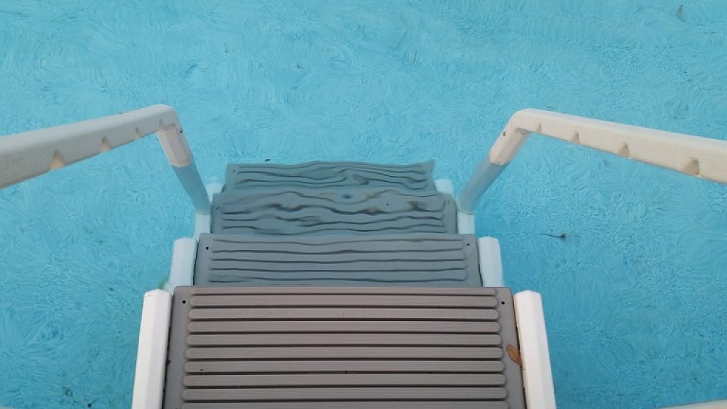 wide pool ladder above ground